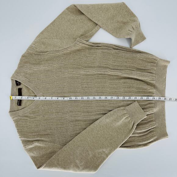 Perry Ellis Women's Khaki/Tan/Beige Cable Knit V- Neck Sweater - Size M - GUC - Picture 9 of 13